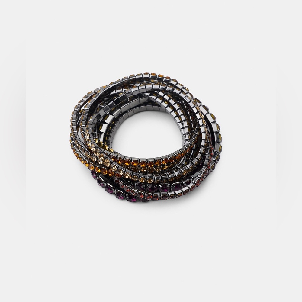 Zara Olive Green and Black Beaded Bracelet Stack